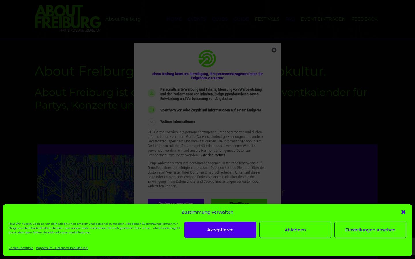 Screenshot of the consent banner shown before any interaction