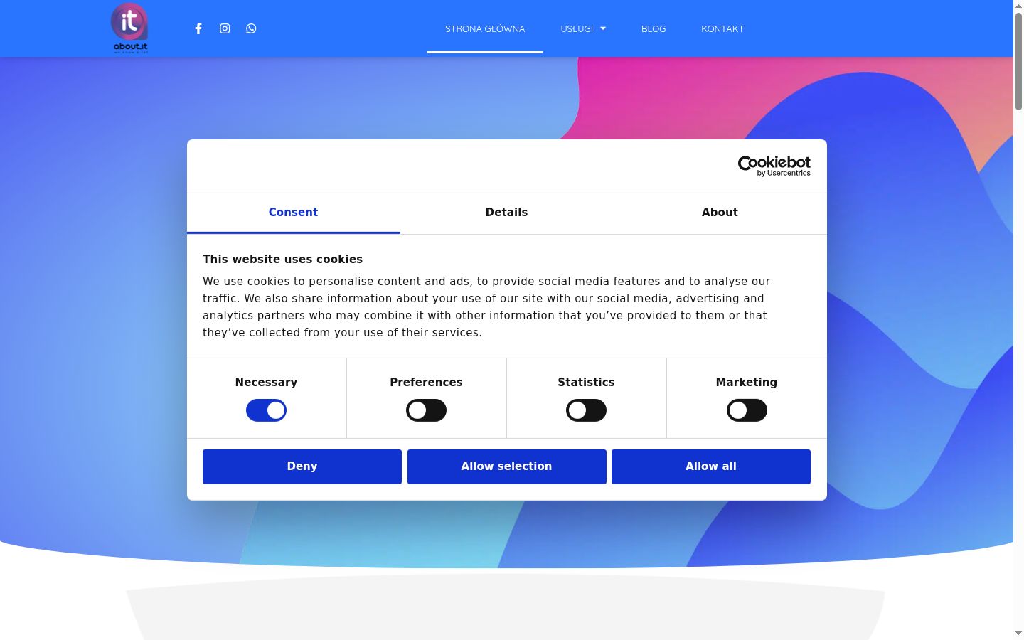 Screenshot of the consent banner shown before any interaction