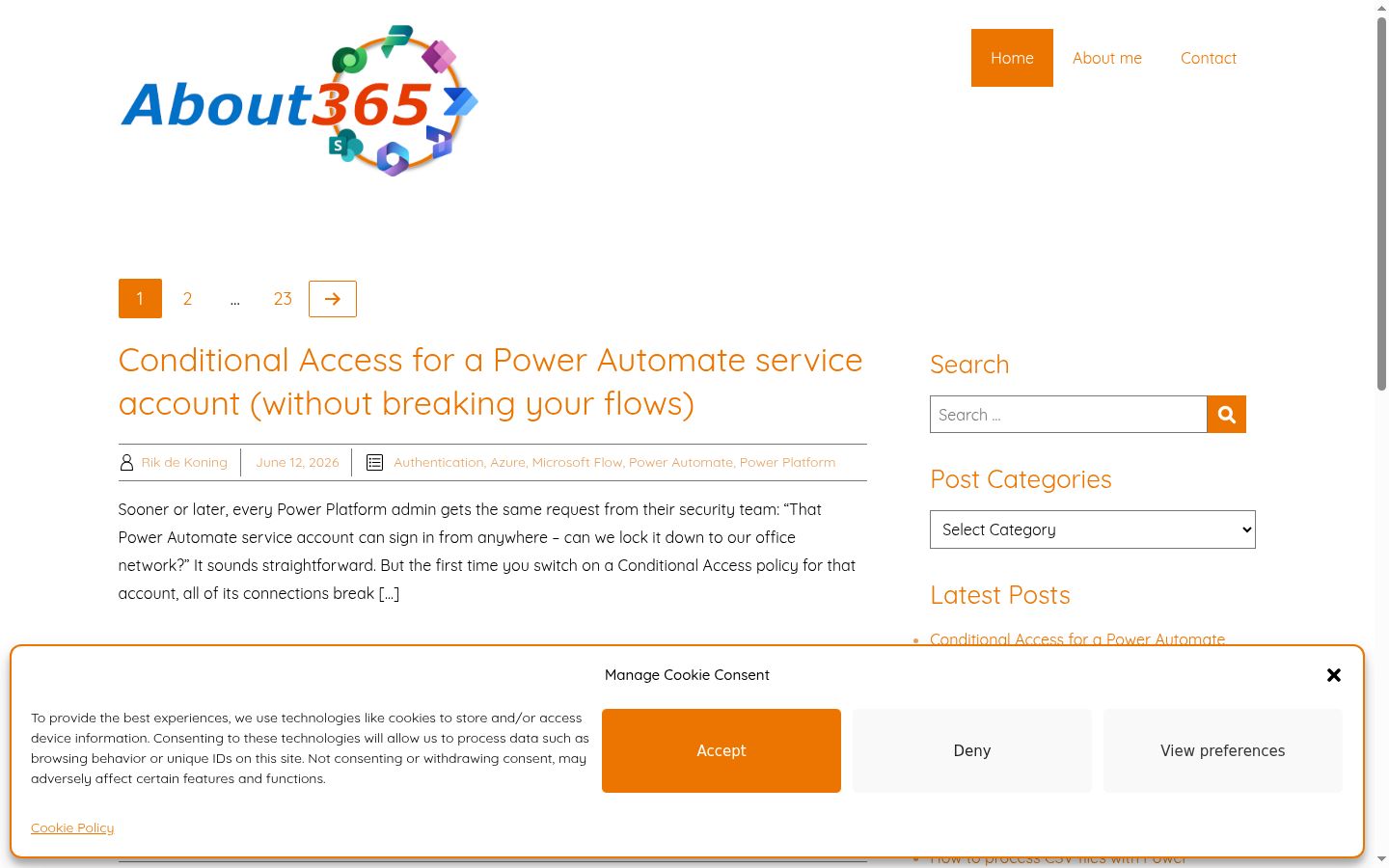 Screenshot of the consent banner shown before any interaction