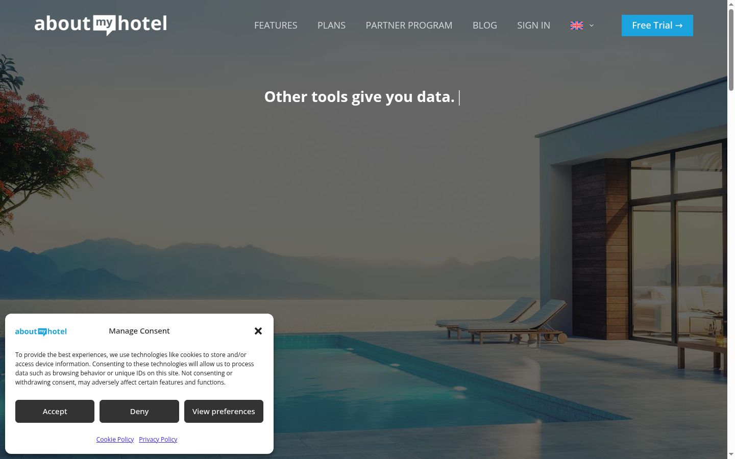 Screenshot of the consent banner shown before any interaction