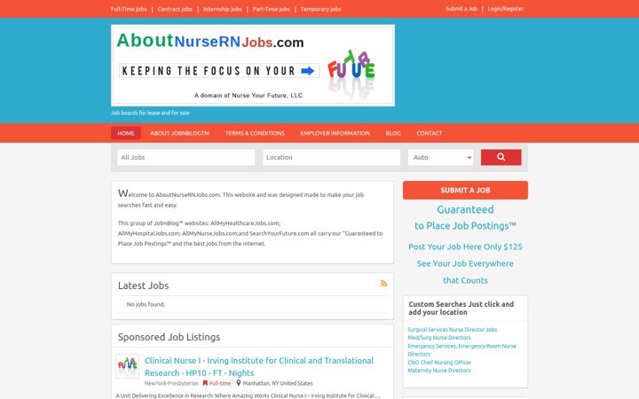Screenshot of aboutnursernjobs.com