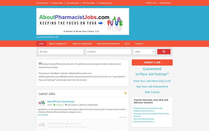 Capture d'écran de aboutpharmacistjobs.com