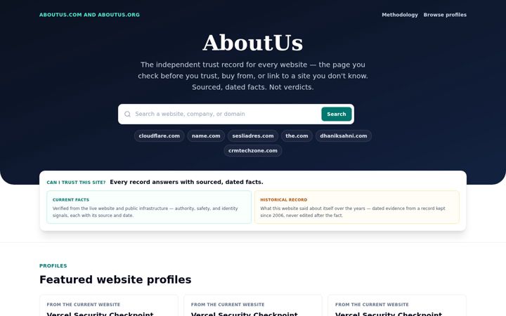 Screenshot of aboutus.org