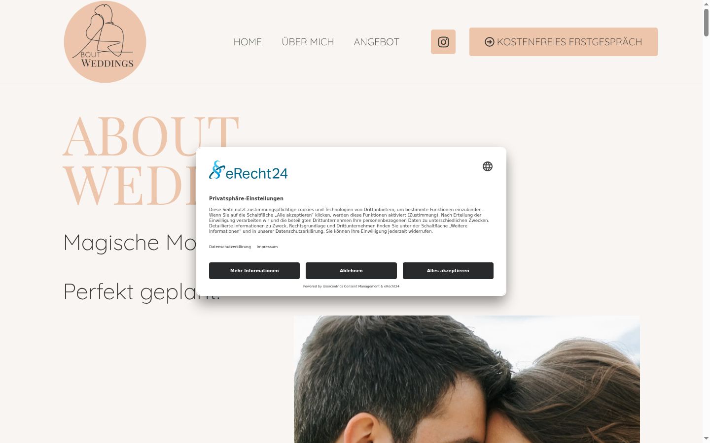 Screenshot des Einwilligungsbanners vor jeglicher Interaktion