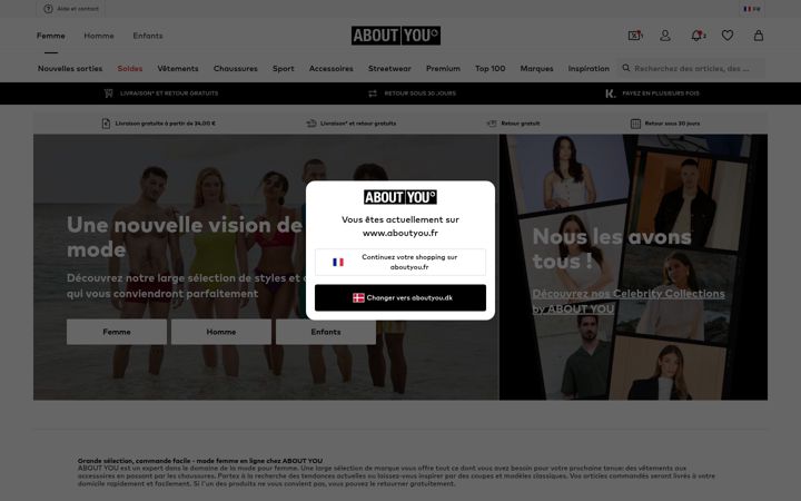 Screenshot of aboutyou.fr