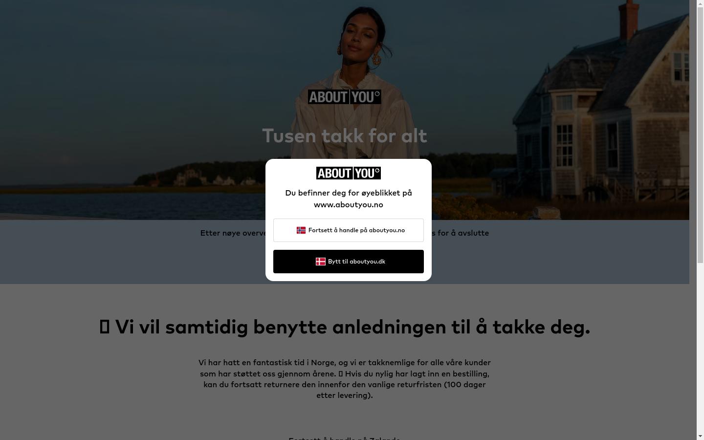 Screenshot of aboutyou.no