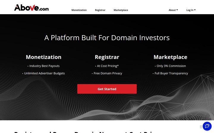 Screenshot stránky abovedomains.com