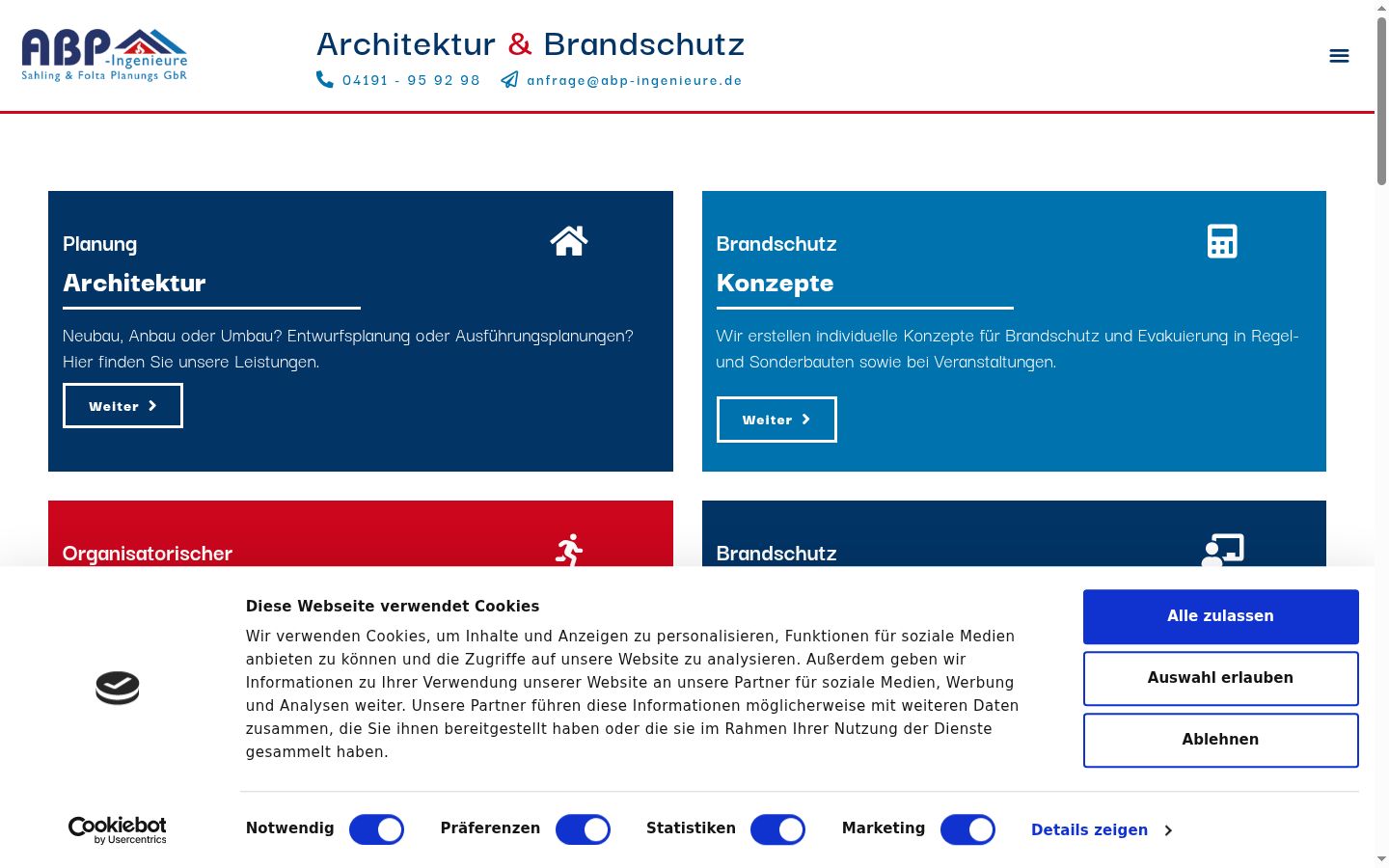 Screenshot des Einwilligungsbanners vor jeglicher Interaktion