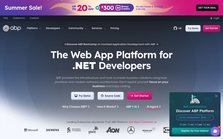 Screenshot of abp.io