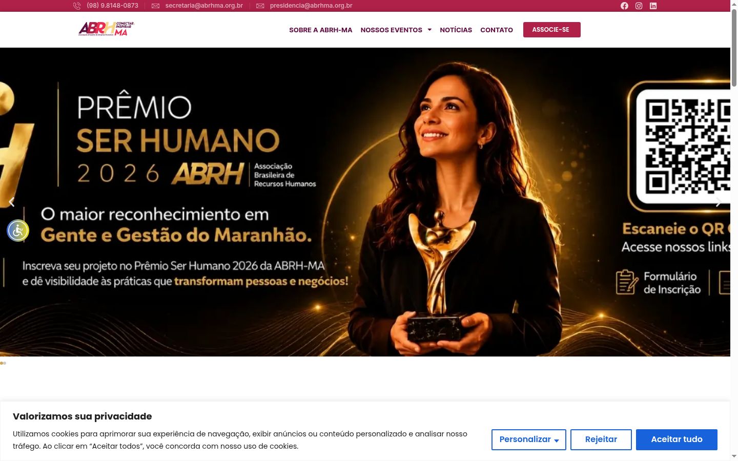 Screenshot of the consent banner shown before any interaction