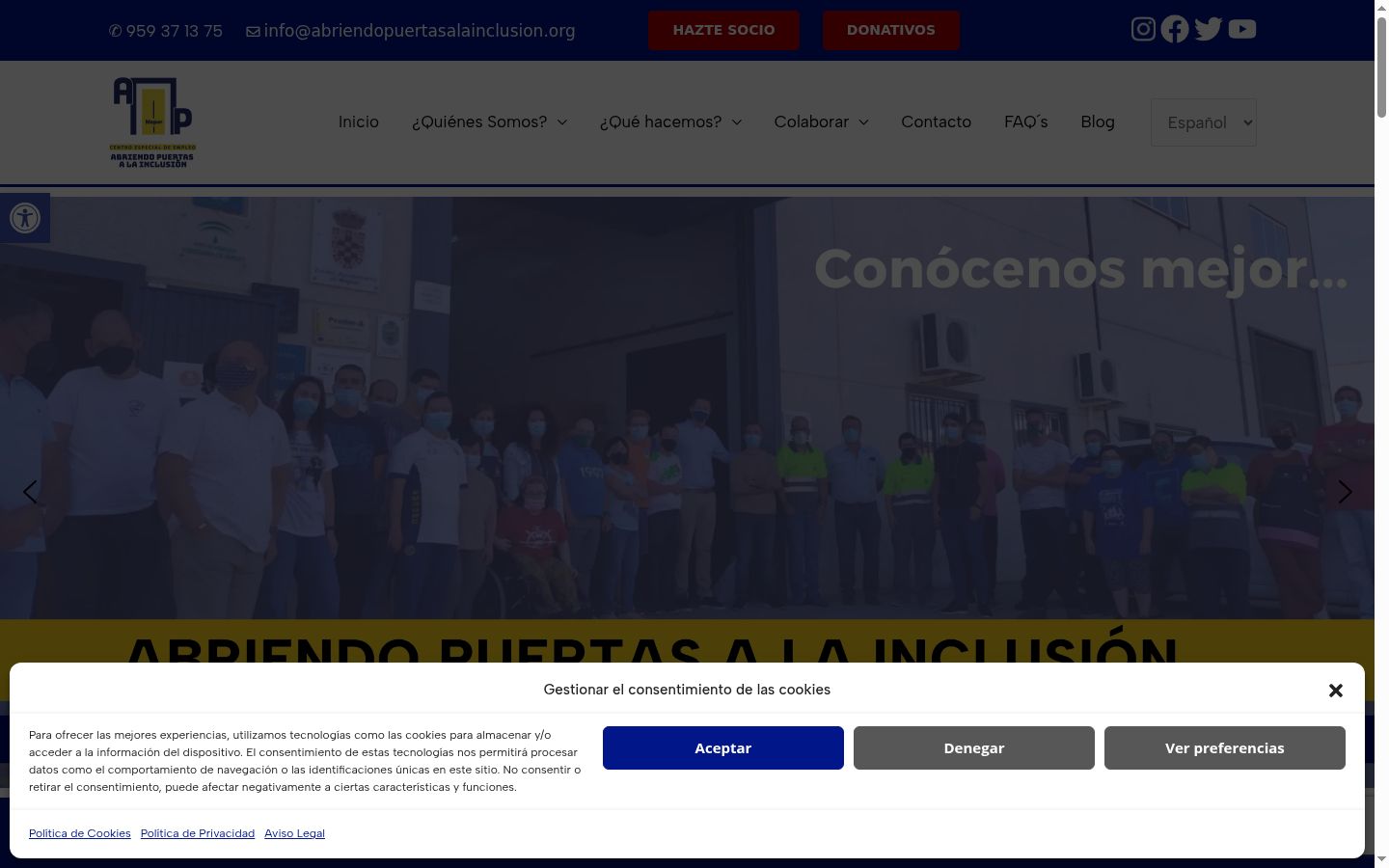 Screenshot of the consent banner shown before any interaction