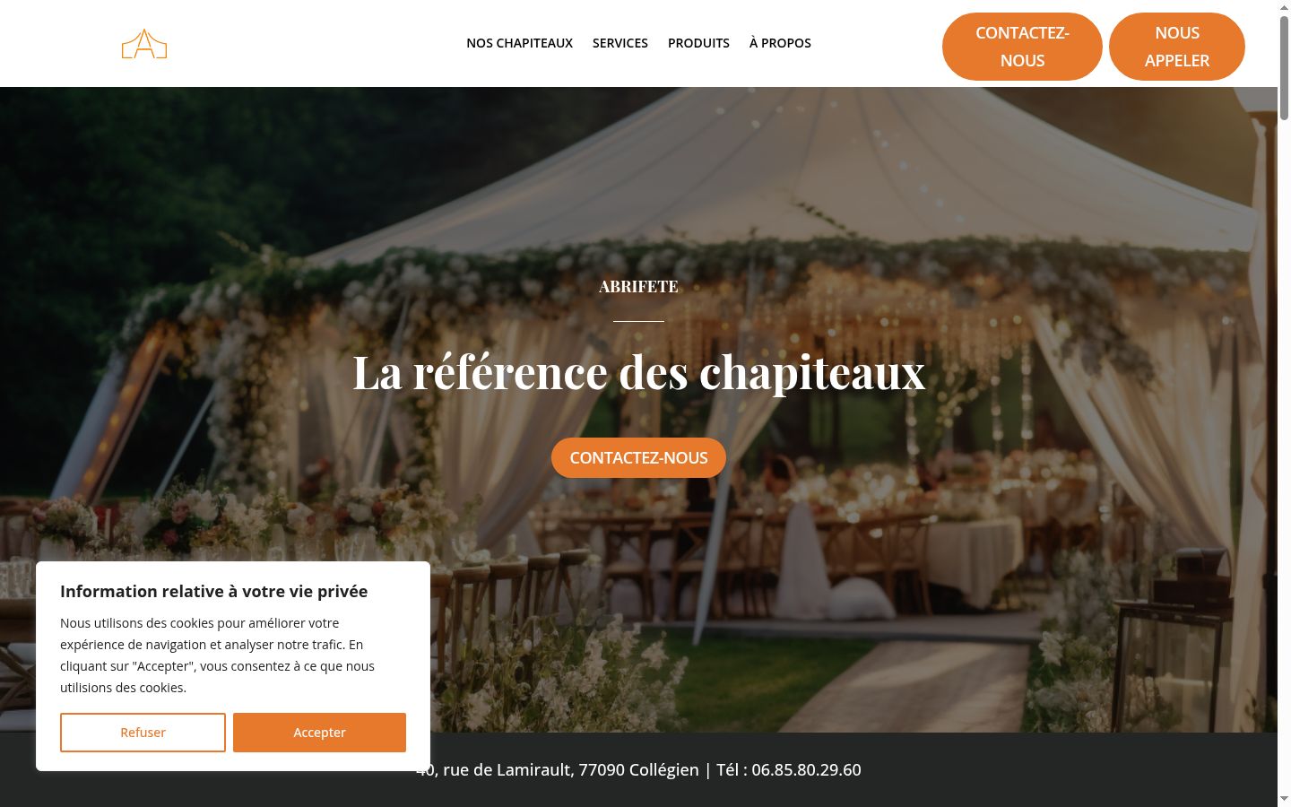 Capture d'écran de la bannière de consentement affichée avant toute interaction