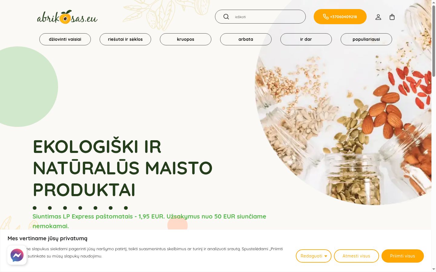 Screenshot tal-banner tal-kunsens muri qabel kwalunkwe interazzjoni