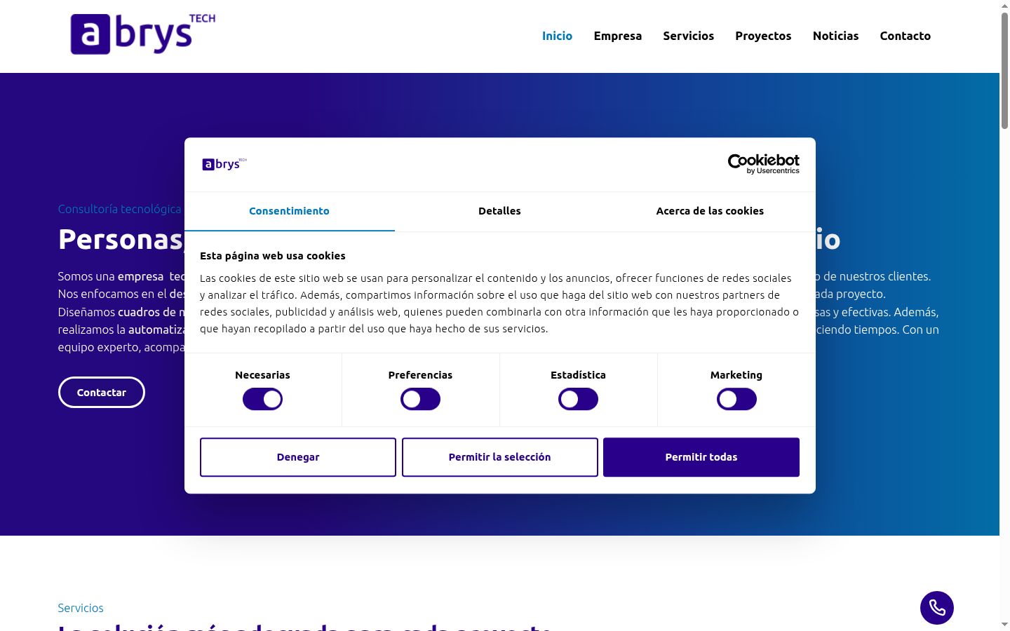 Screenshot of the consent banner shown before any interaction