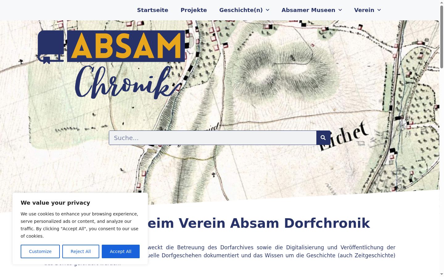Screenshot des Einwilligungsbanners vor jeglicher Interaktion