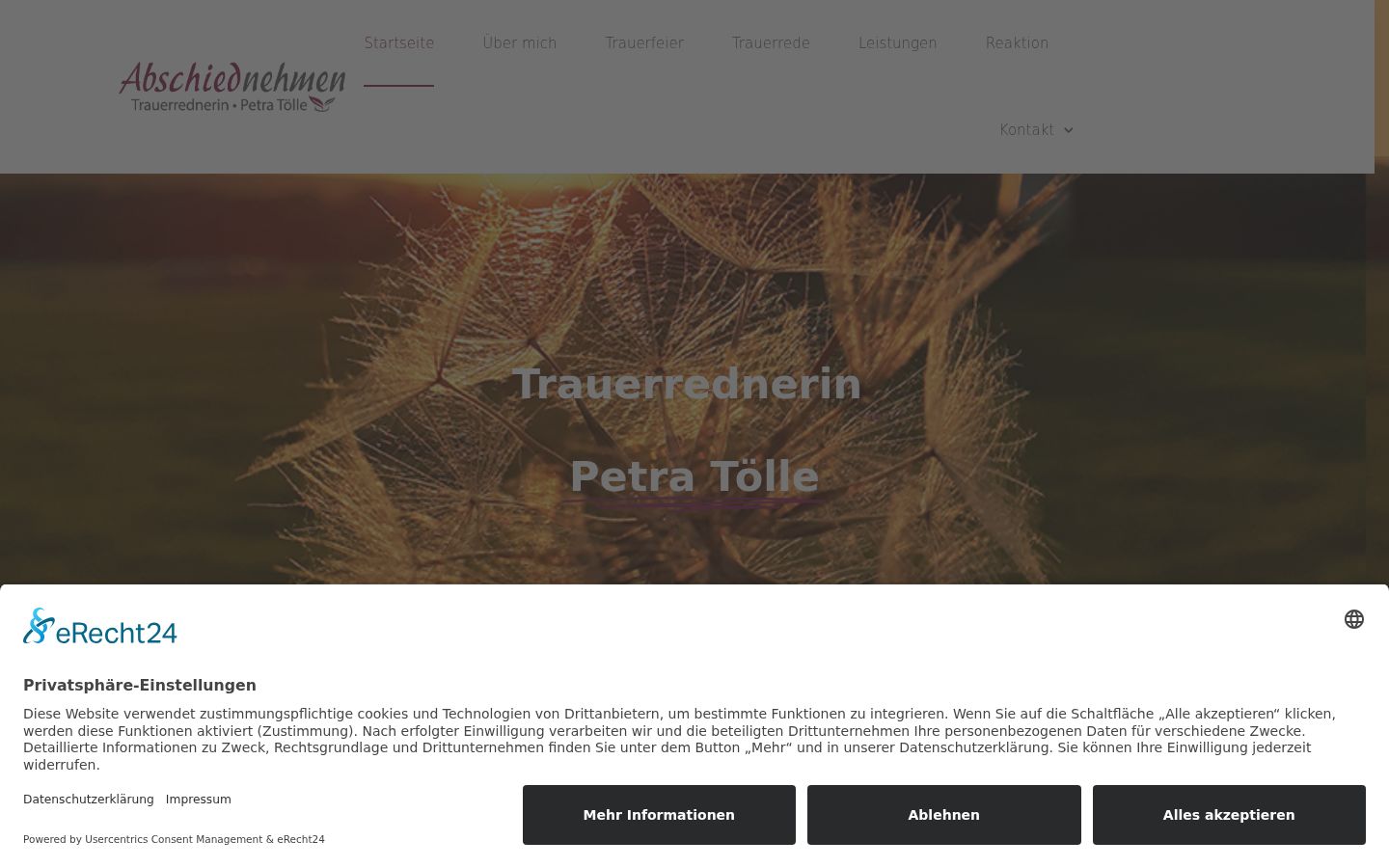 Screenshot des Einwilligungsbanners vor jeglicher Interaktion