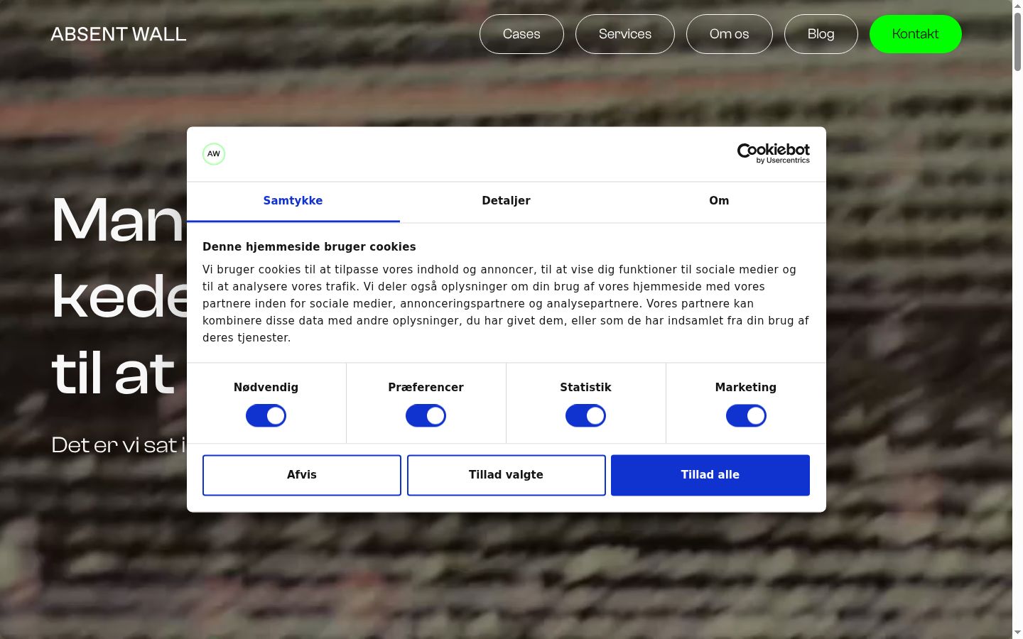 Screenshot des Einwilligungsbanners vor jeglicher Interaktion
