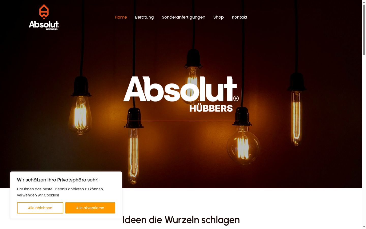Screenshot des Einwilligungsbanners vor jeglicher Interaktion