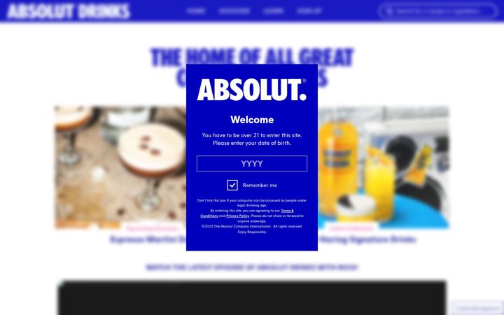 Screenshot of absolutdrinks.com