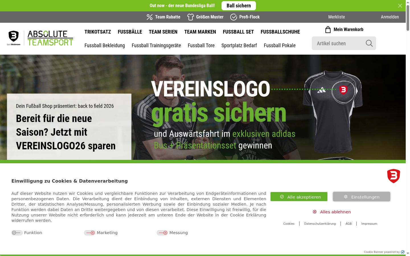 Captura de ecrã do banner de consentimento apresentado antes de qualquer interação