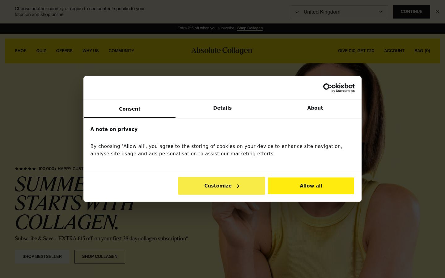Screenshot tal-banner tal-kunsens muri qabel kwalunkwe interazzjoni