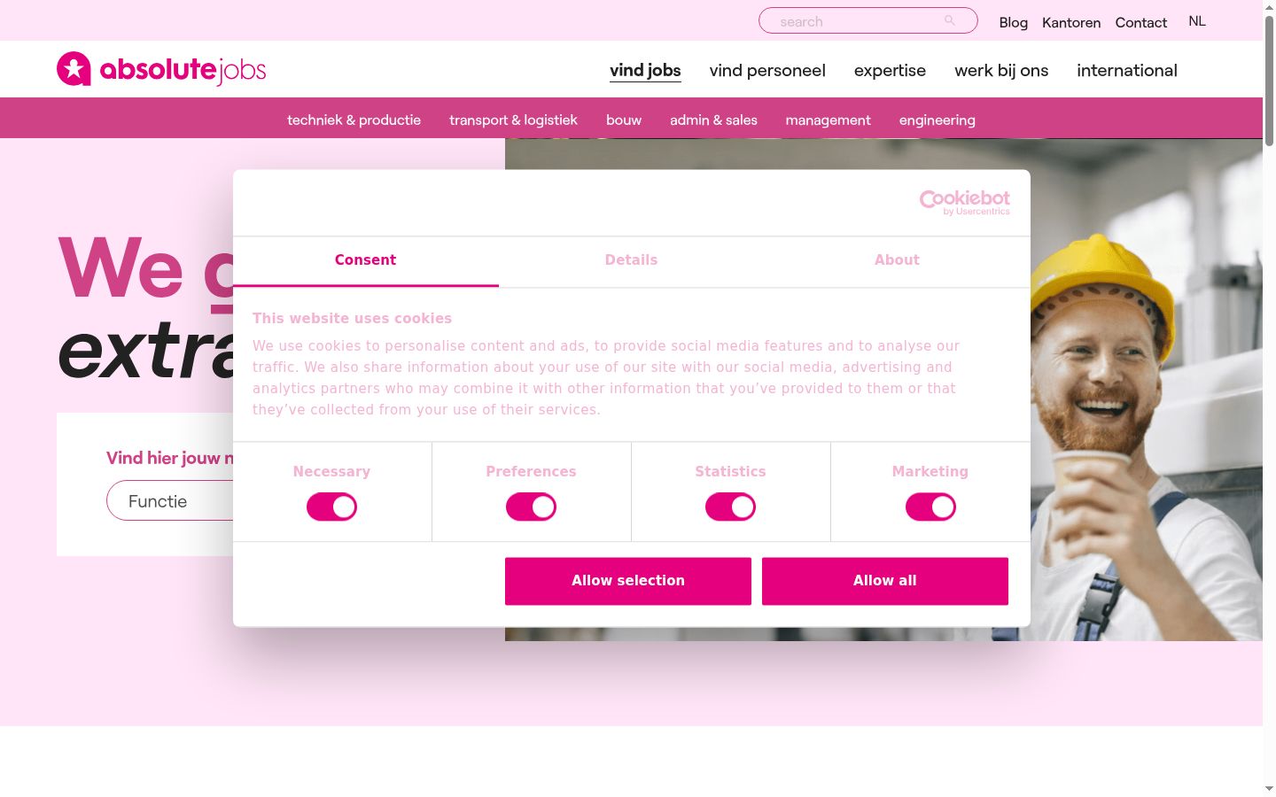 Screenshot of the consent banner shown before any interaction