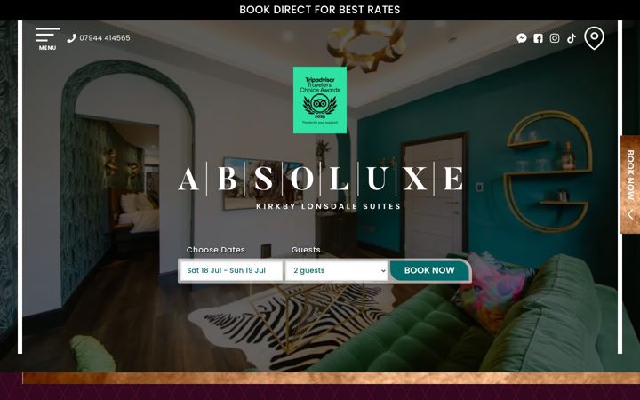 Screenshot stránky absoluxesuites.co.uk