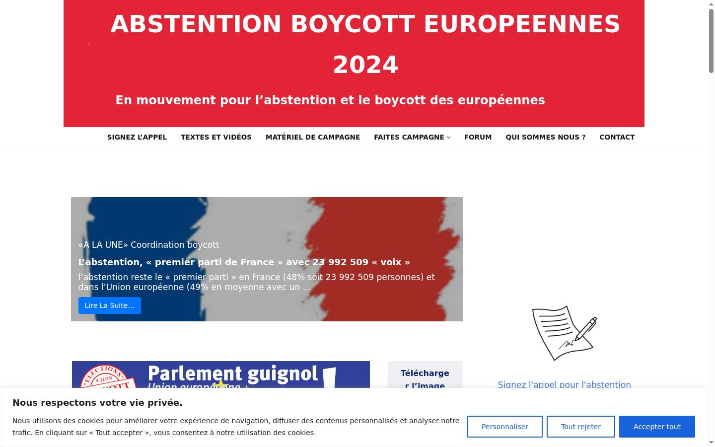Screenshot tal-banner tal-kunsens muri qabel kwalunkwe interazzjoni