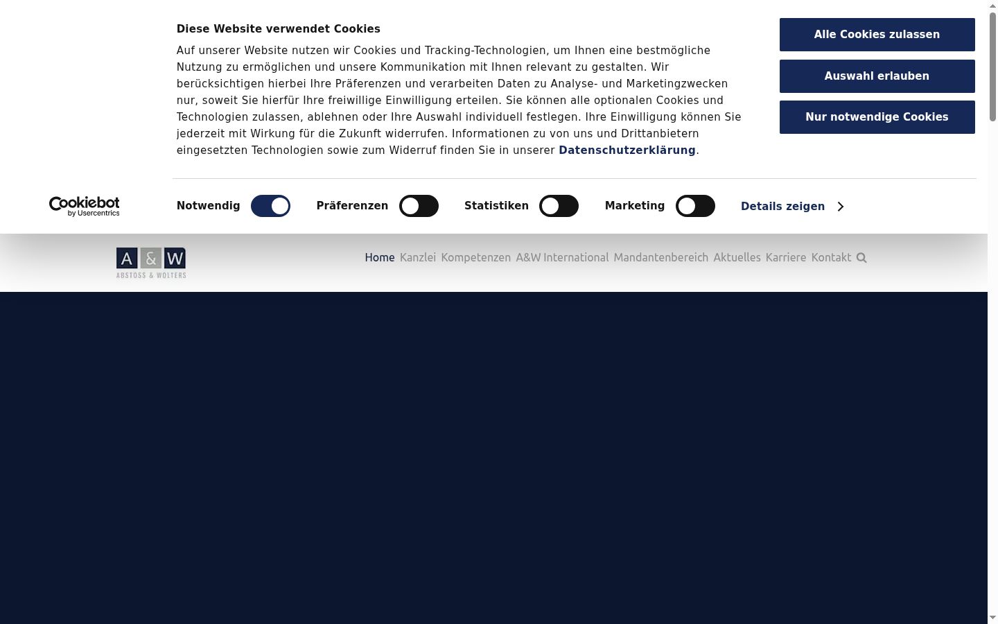 Screenshot of the consent banner shown before any interaction
