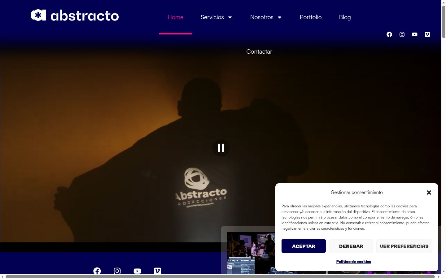 Screenshot del banner di consenso mostrato prima di qualsiasi interazione