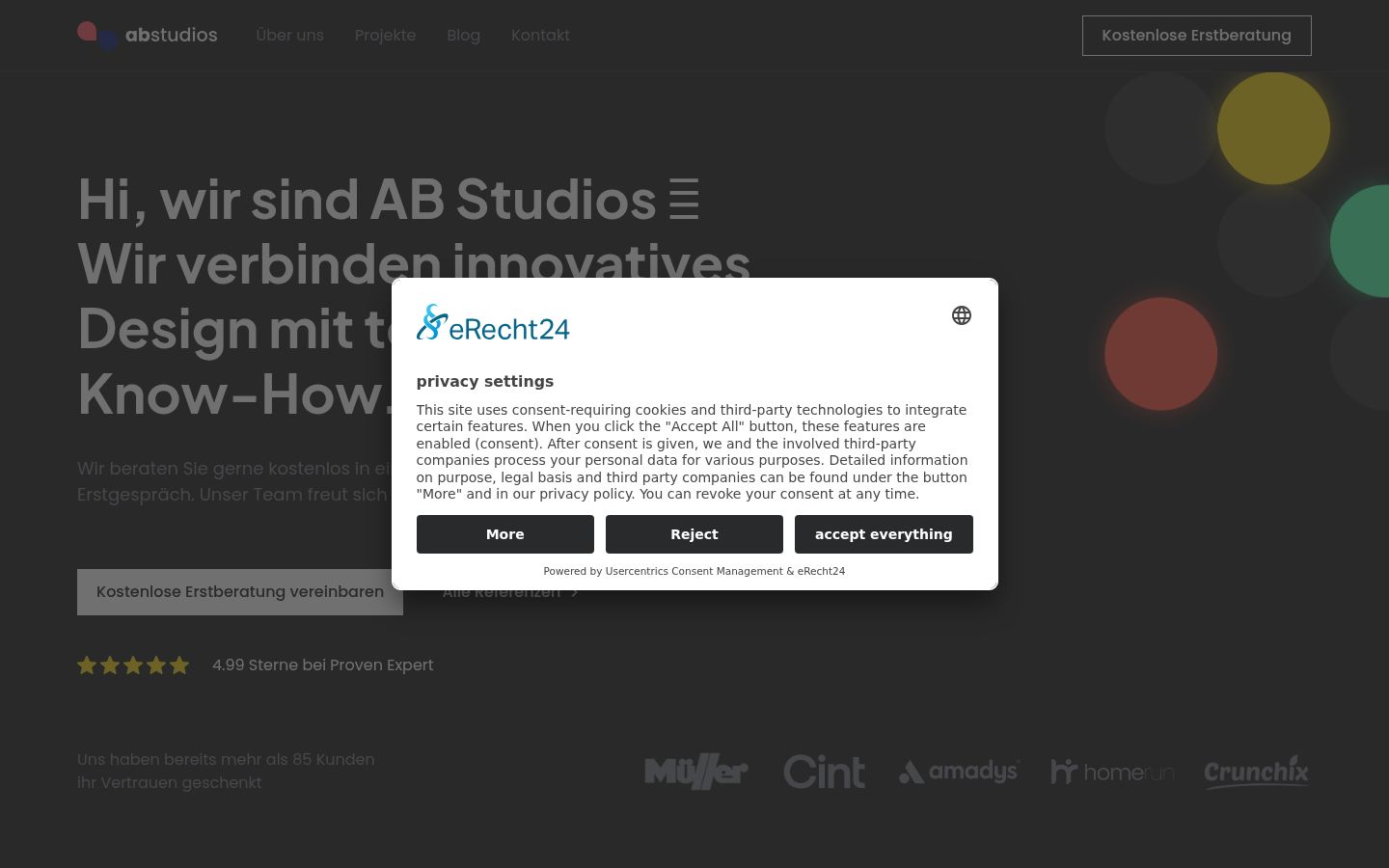 Screenshot of the consent banner shown before any interaction