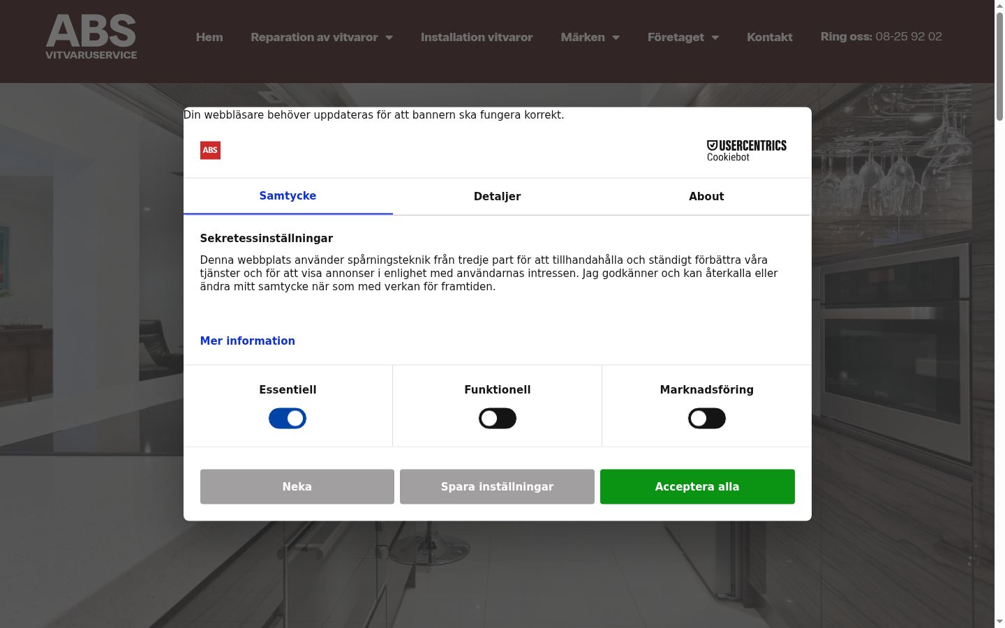 Screenshot tal-banner tal-kunsens muri qabel kwalunkwe interazzjoni