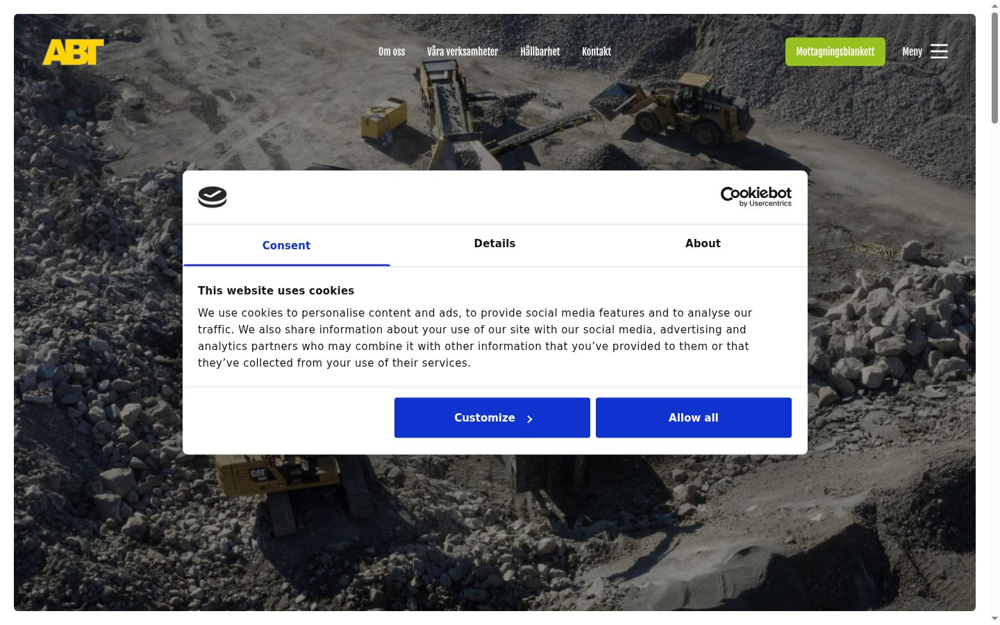 Screenshot del banner di consenso mostrato prima di qualsiasi interazione
