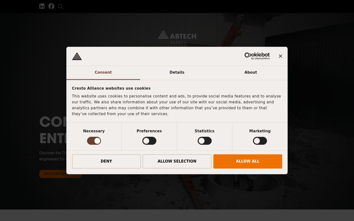 Snimka zaslona bannera za privolu prikazanog prije bilo kakve interakcije