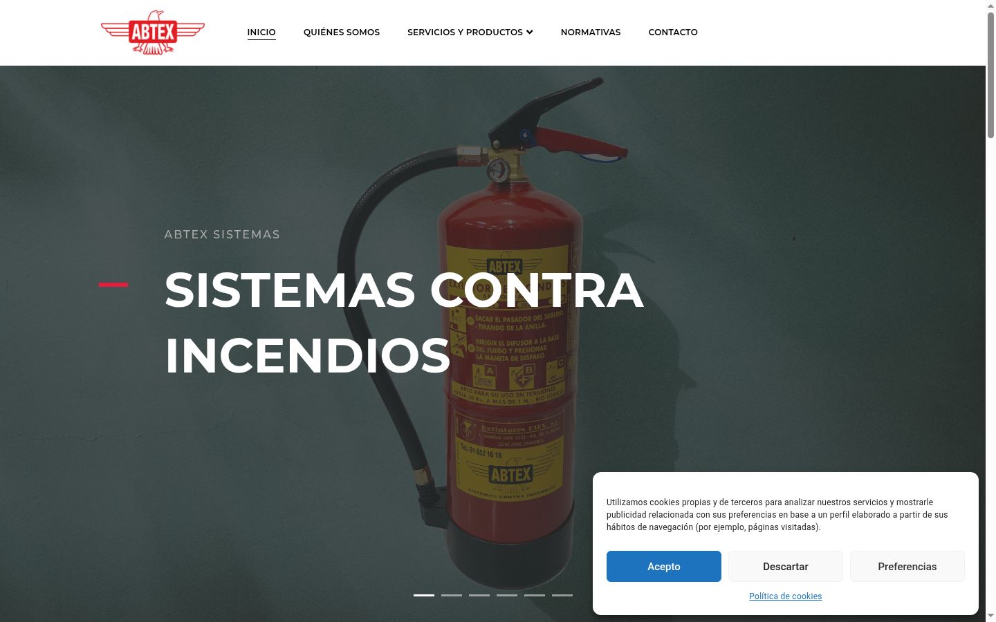 Captura de pantalla del banner de consentimiento mostrado antes de cualquier interacción