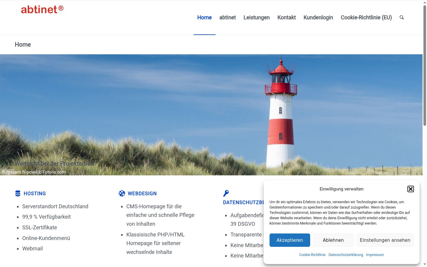 Screenshot del banner di consenso mostrato prima di qualsiasi interazione