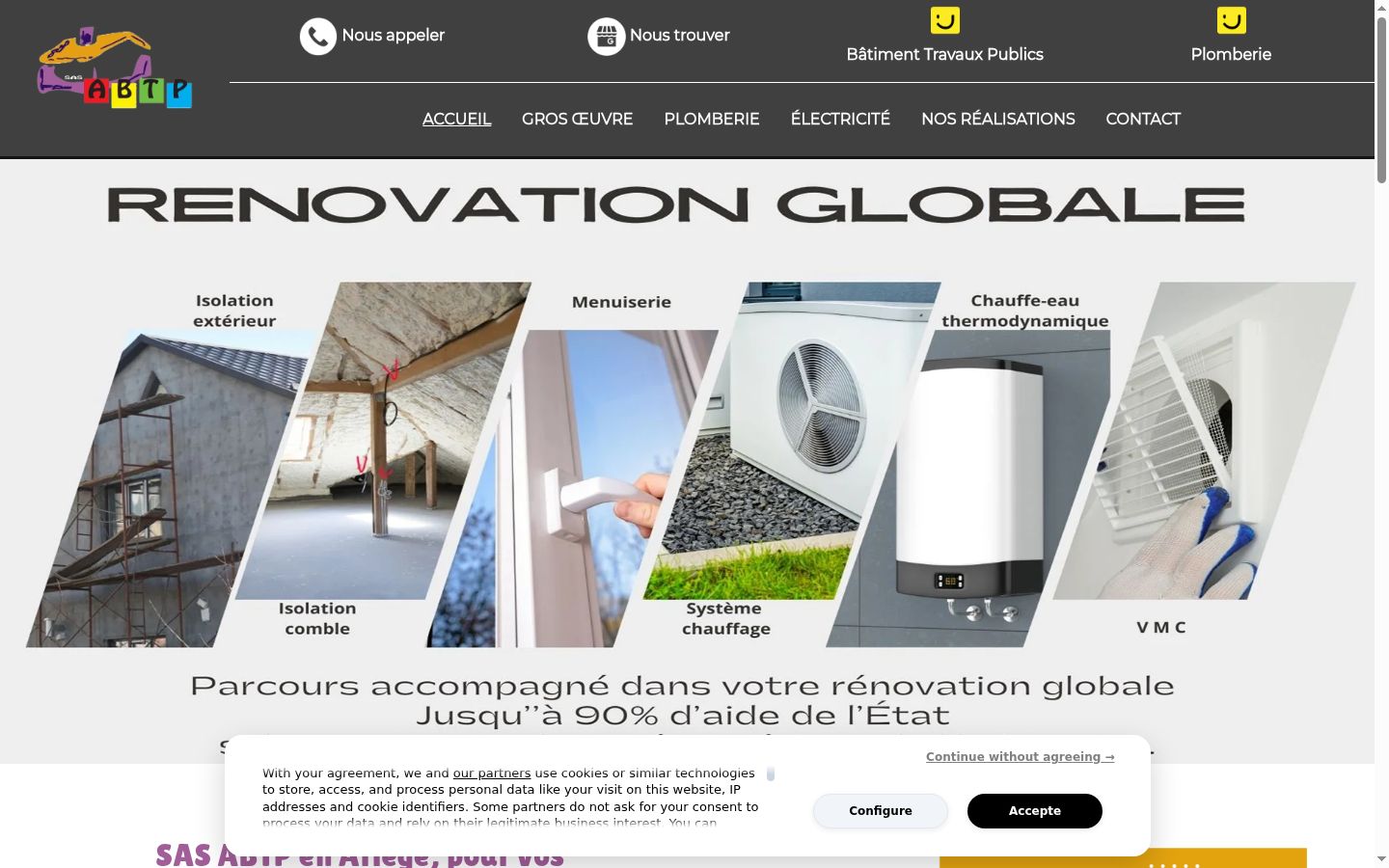 Capture d'écran de la bannière de consentement affichée avant toute interaction