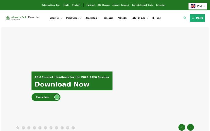 Screenshot of abu.edu.ng