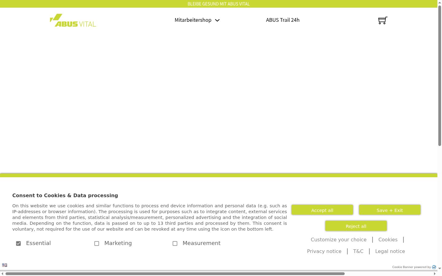 Screenshot of the consent banner shown before any interaction
