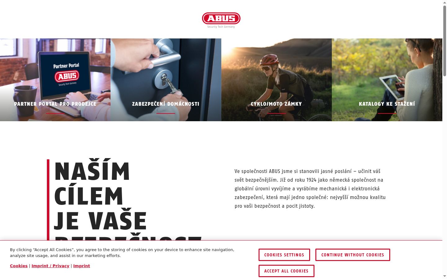 Skærmbillede af samtykkebanneret, som det blev vist før nogen interaktion