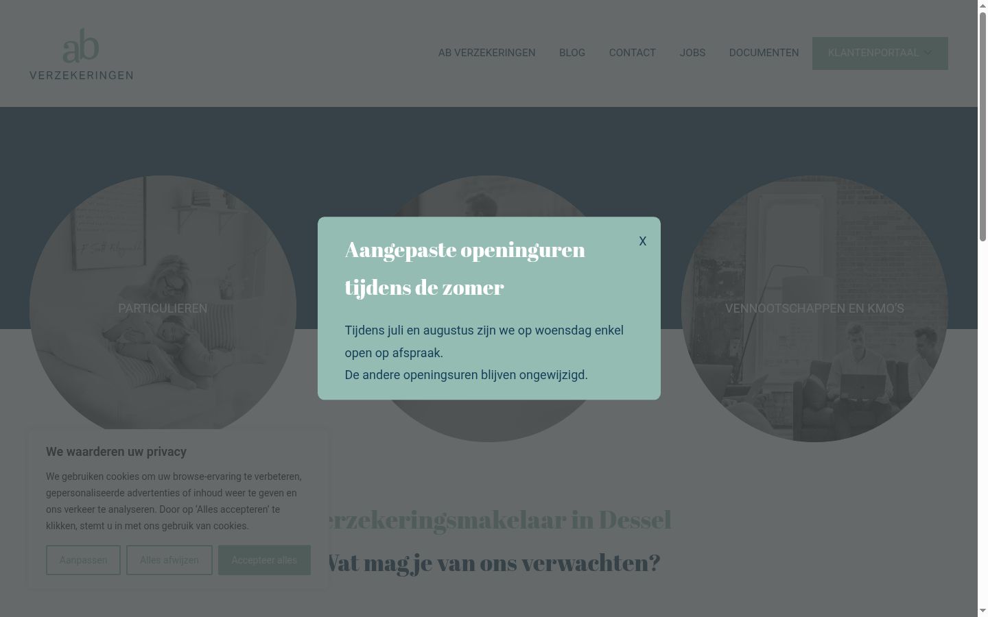 Screenshot des Einwilligungsbanners vor jeglicher Interaktion