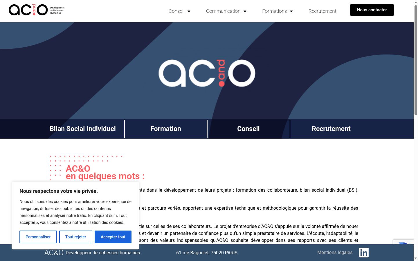Screenshot of the consent banner shown before any interaction