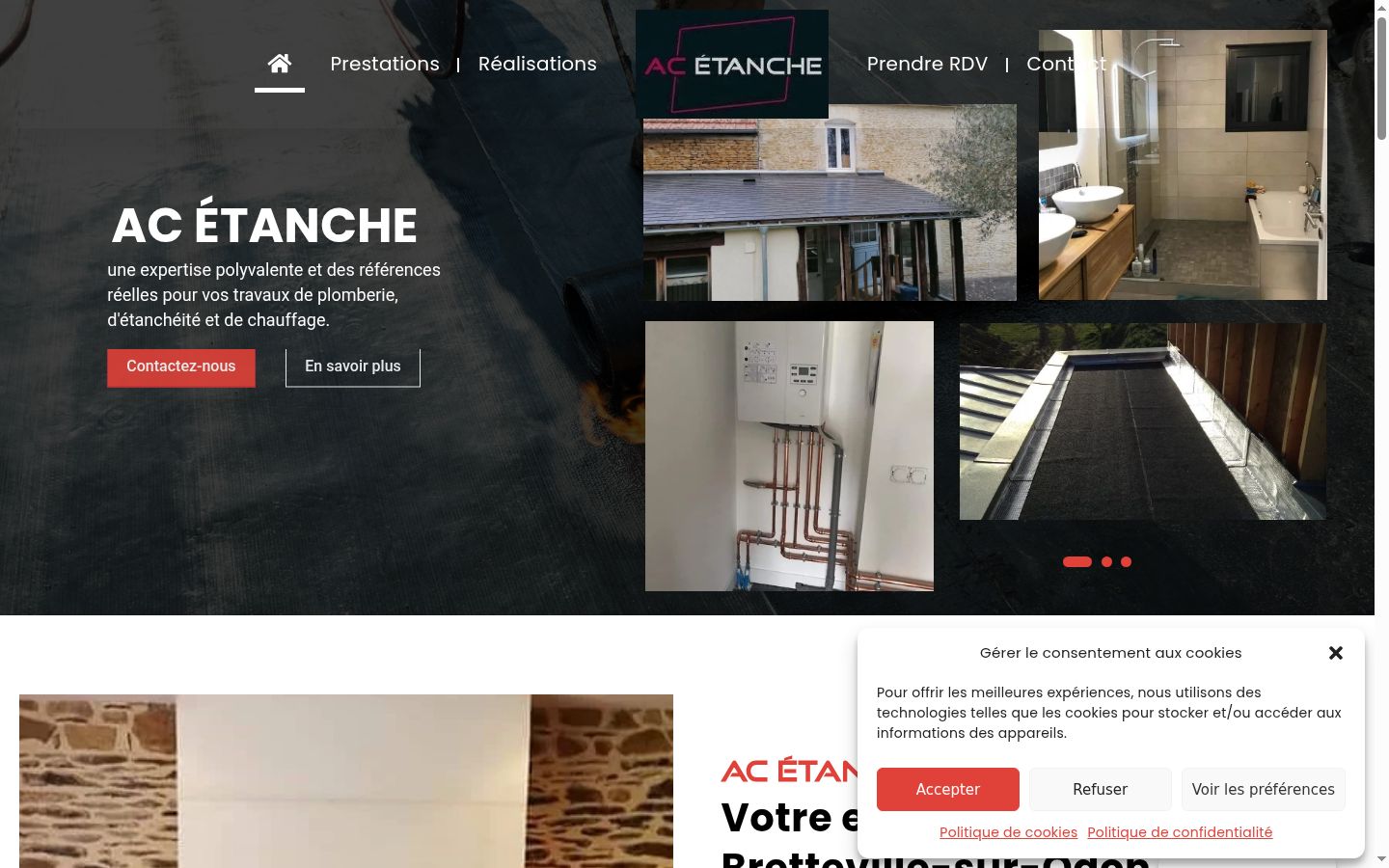 Capture d'écran de la bannière de consentement affichée avant toute interaction