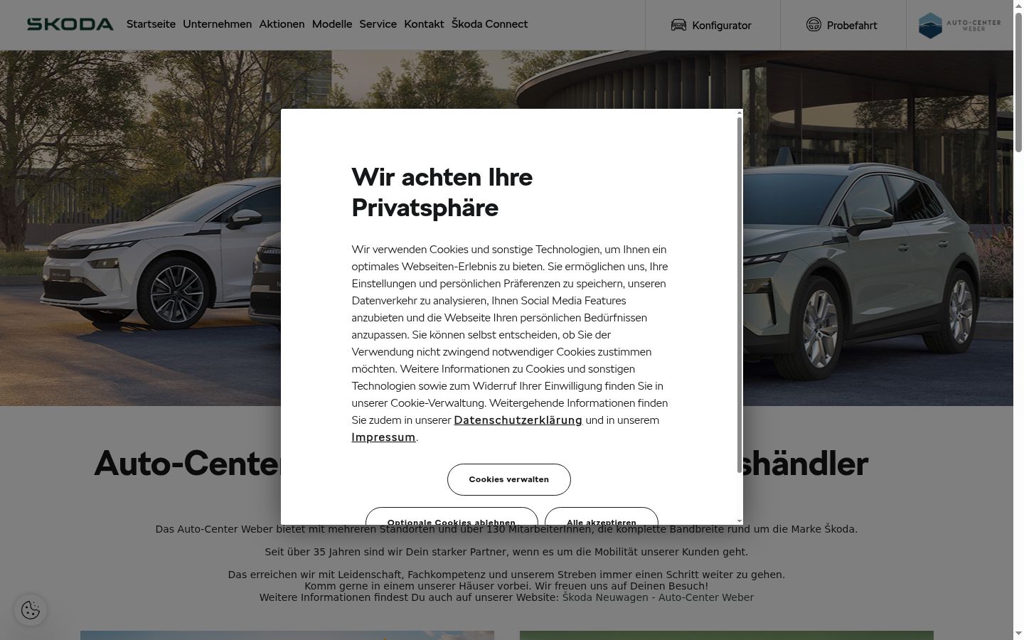 Screenshot of the consent banner shown before any interaction