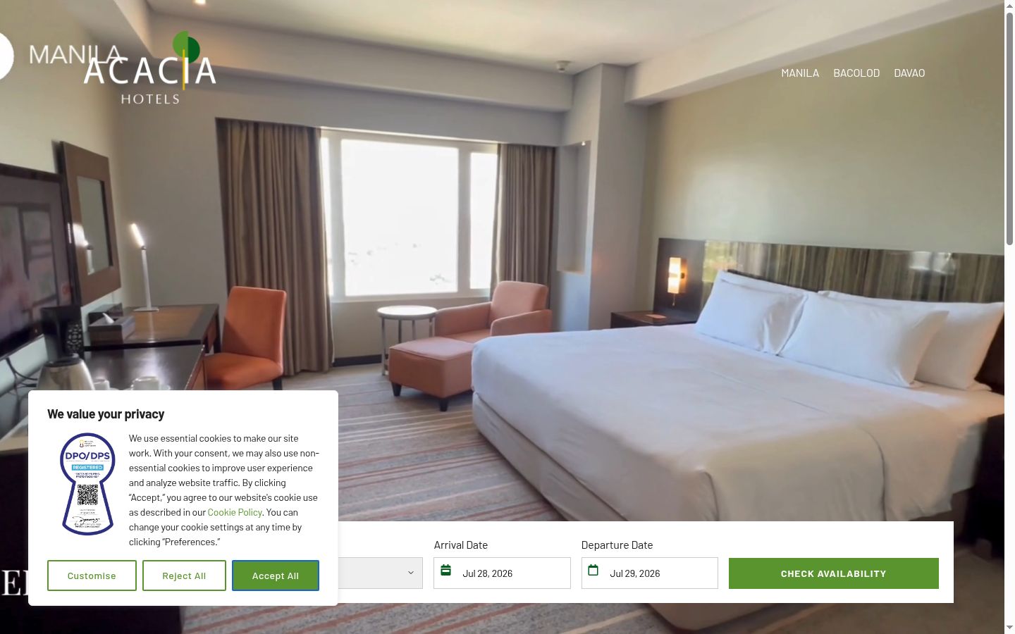 Screenshot of the consent banner shown before any interaction