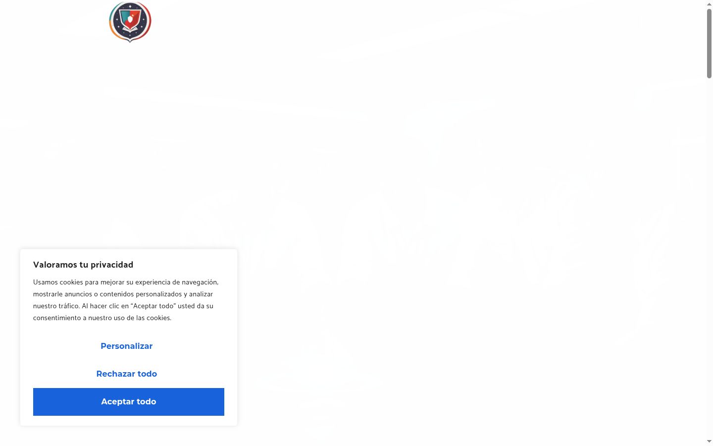 Captura de pantalla del banner de consentimiento mostrado antes de cualquier interacción
