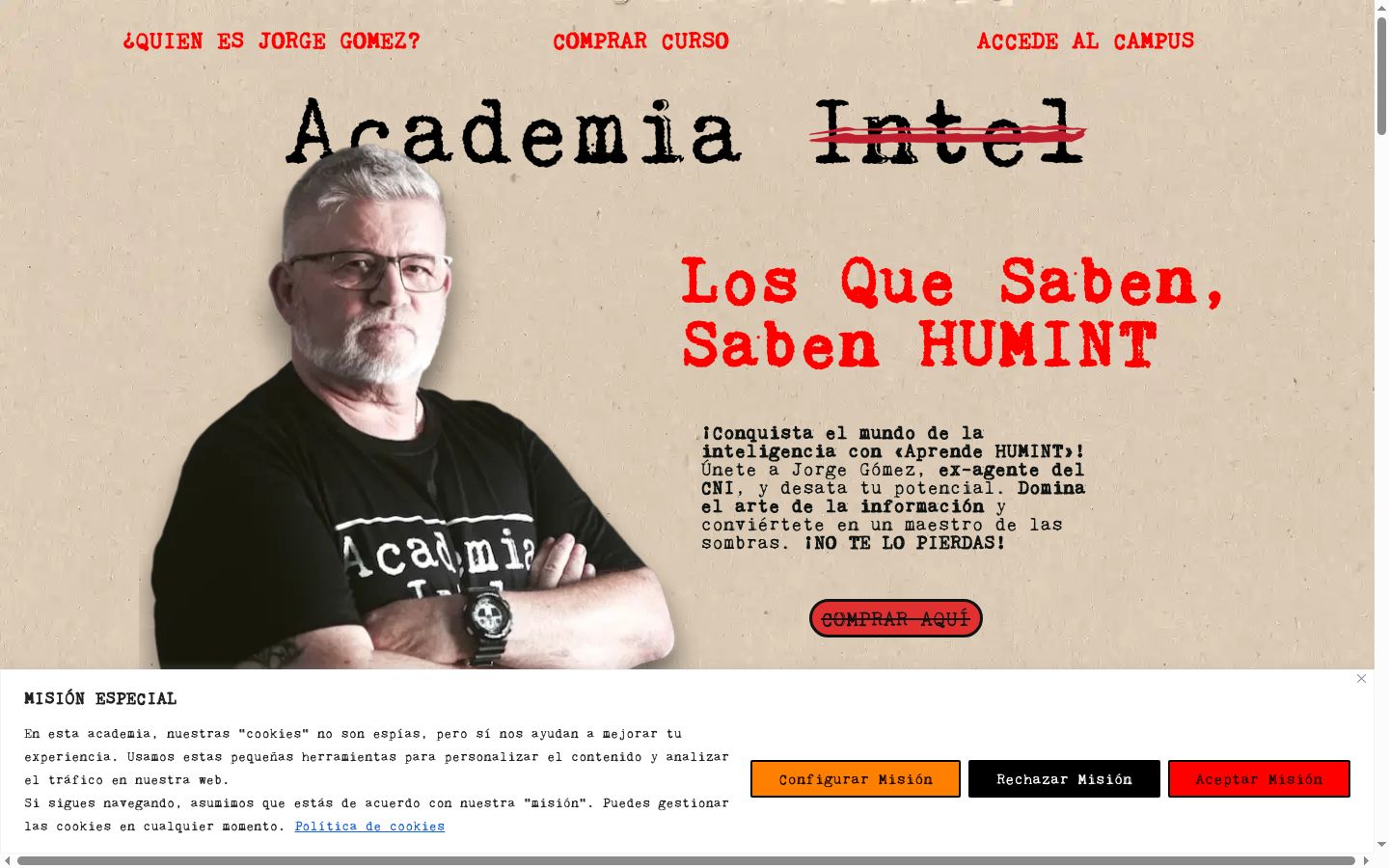 Captura de pantalla del banner de consentimiento mostrado antes de cualquier interacción