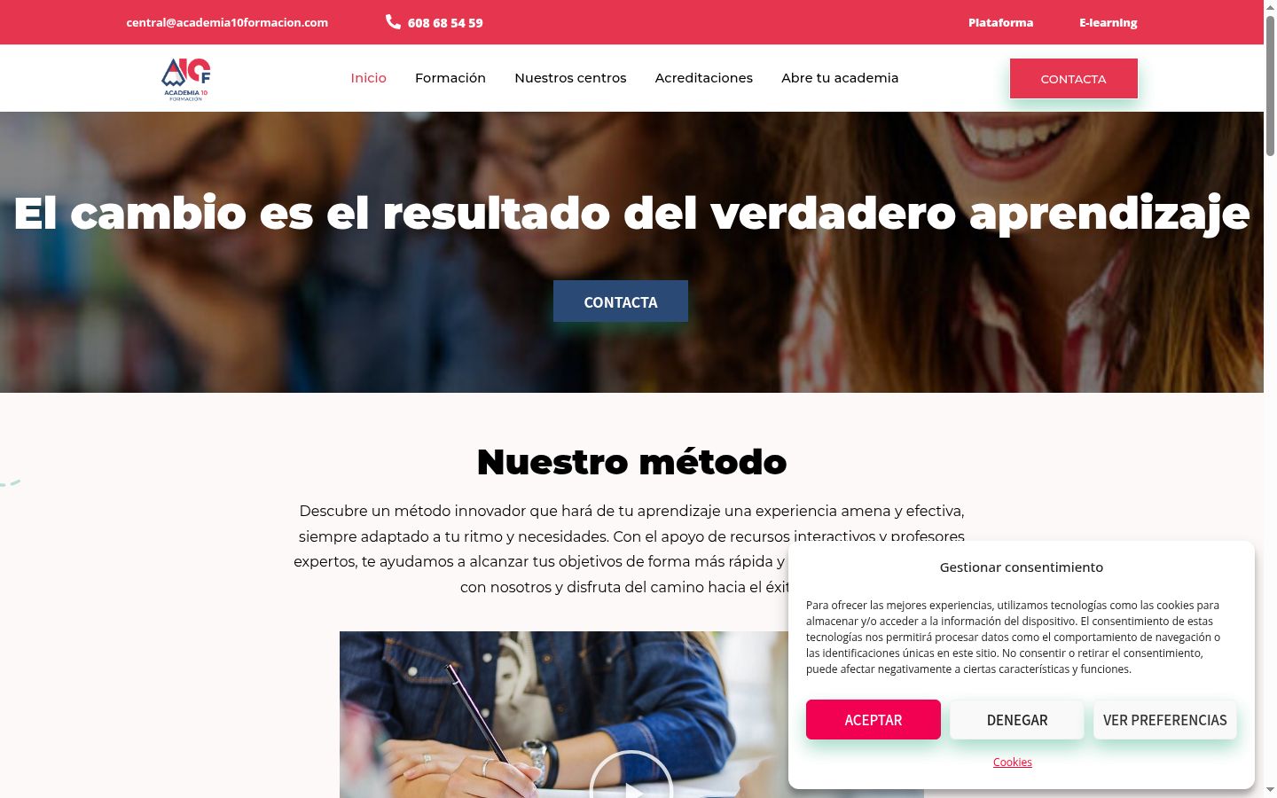 Screenshot del banner di consenso mostrato prima di qualsiasi interazione