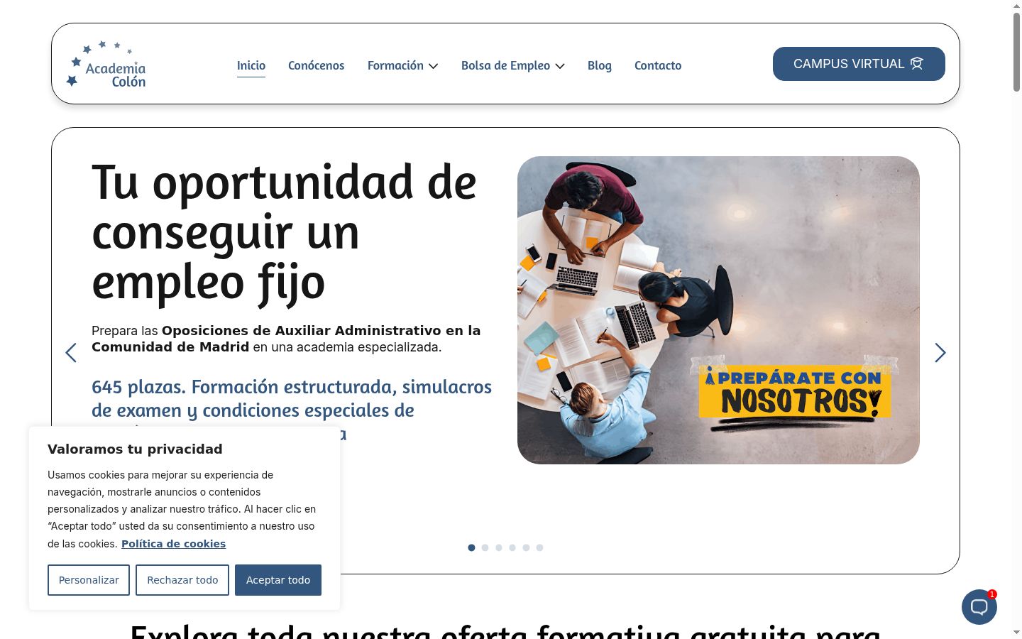 Captura de ecrã do banner de consentimento apresentado antes de qualquer interação