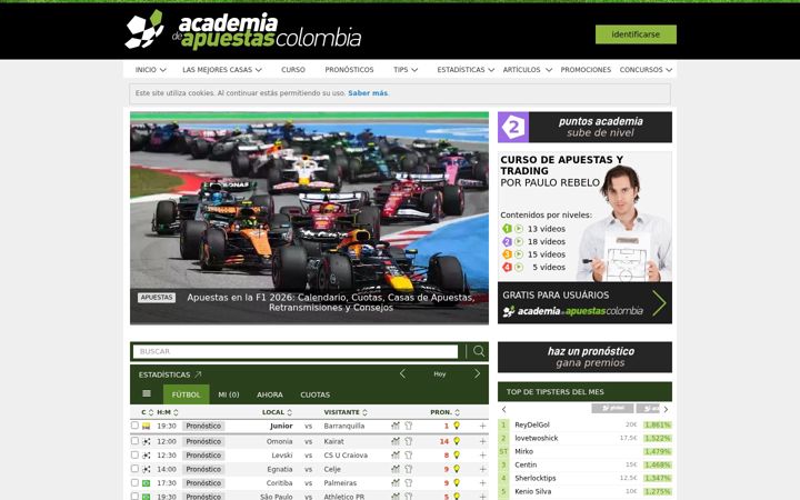 Screenshot of academiadeapuestascolombia.com